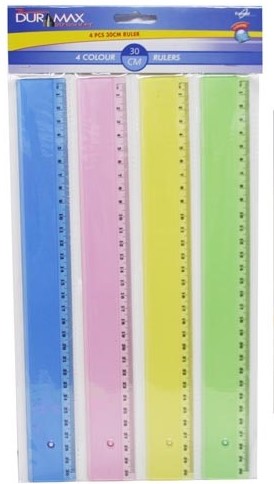 Ruler DuraMax Plastic 30cm Pack of 4